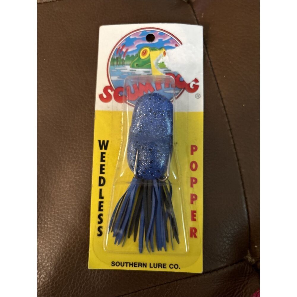 Vtg SCUM FROG Popper BLUE DOG 229 2" Soft Weedless Topwater 5/16 fishing Lure